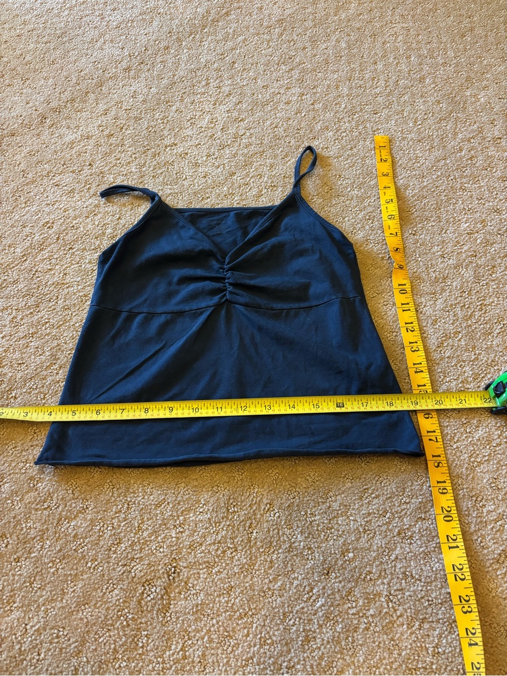 Brandy Melville Black Ruched Front Cami Tank Top Spaghetti Strap Y2K 90s
